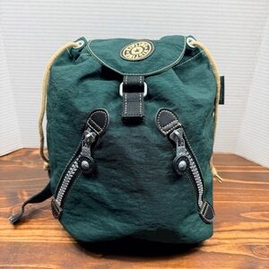 Vintage Kipling Black Nylon Drawstring Backpack Convertible Shoulder Bag EUC